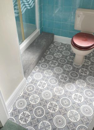 Viking Bay Flooring with carpeted step. Supllied by Coventry Store